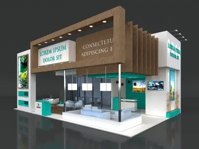 Exhibition Stand Booth Stall 11x7m Height 500cm 3 Side Open 3D model