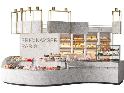 Designer cafe-confectionery with desserts and coffee machine 3D model