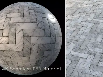 White marble tiles PBR material  Texture