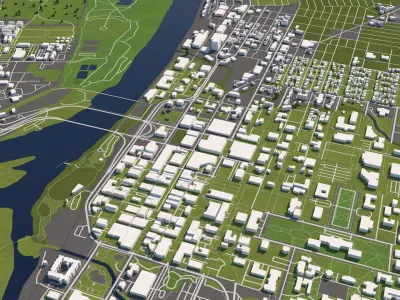 Salem Oregon USA 50x50km City Map 3D model