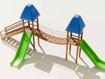 Playground castle with a slide Low-poly 3D model