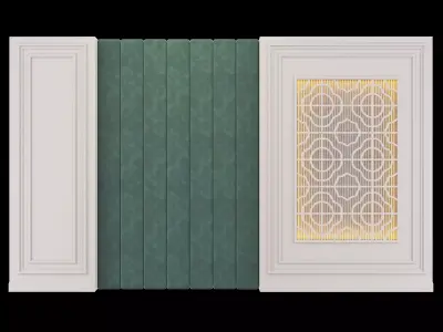 Panel door with gold pattern 3D model