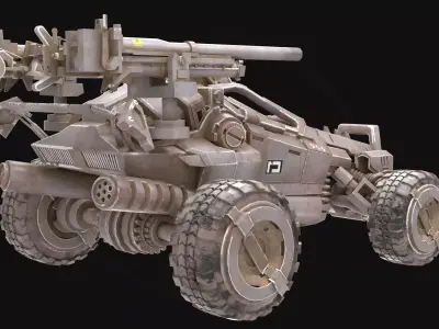3D Model Sci-Fi Tactical Buggy - Assault Vehicle 3D model