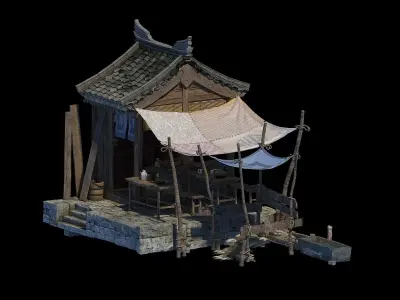 Ancient and Old Buildings in Asia 3D model