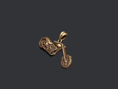 Motorcycle chopper pendant basrelief 3D print model
