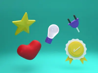 A collections of icons set  Free low-poly 3D model