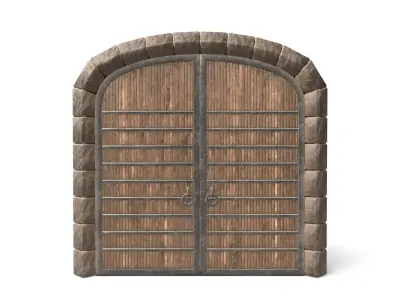 Medieval Wooden Door  Low-poly 3D model