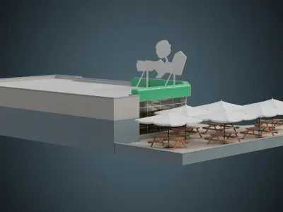 Restaurant 1A Low-poly 3D model