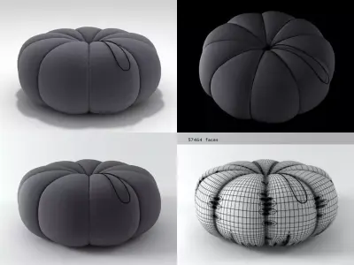Zucca pumpkin ottoman Free 3D model