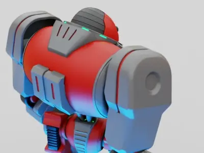 Gun robot rigged - animated character 3D model