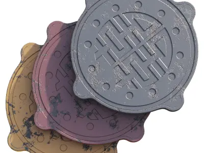 Sewage hatches Low-poly 3D model