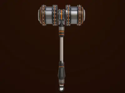  Sci Fi Battle Hammer 07 All PBR Unity UE Textures Included Low-poly 3D model