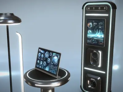 Futuristic Furniture Low-poly 3D model