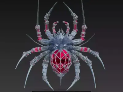 Cyber Arachnid Mecha Collection - Futuristic Robotic Spider Set 3D Model Pack
