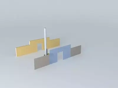 Heater model brick wall with door in middle Free 3D model