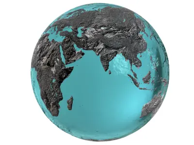 Earth Water 3D Globe Hillshade  Low-poly 3D model