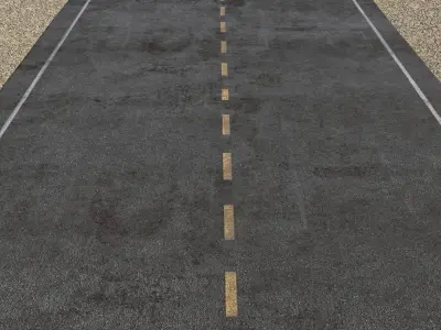 Asphalt empty road in desert Low-poly 3D model