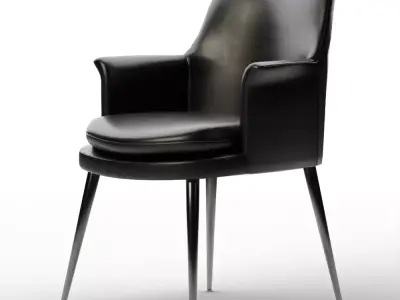 Open Box Finley Wing Dining Chair Sierra Leather Black Low-poly 3D model