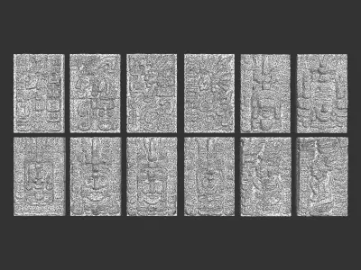 Low poly Black Mayan Temple Wall 230719 Low-poly 3D model