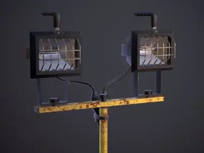Rusty Construction Lamp  Low-poly 3D model