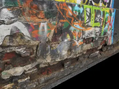 Graffiti Wall - 3d Photoscan Low-poly 3D model