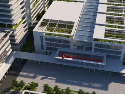 hospital building with 3D model