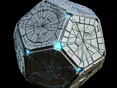 Geometrical Spacecraft Hedra Sphere Round Sci-Fi Space Station Low-poly 3D model