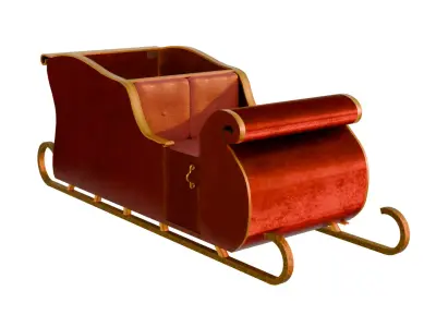 High Poly Traditional Looking Santa Sleigh for Christmas 3D model
