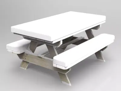 Camping Wood Table winter Low-poly 3D model
