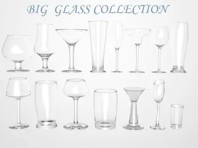 Big glass collection Free low-poly 3D model