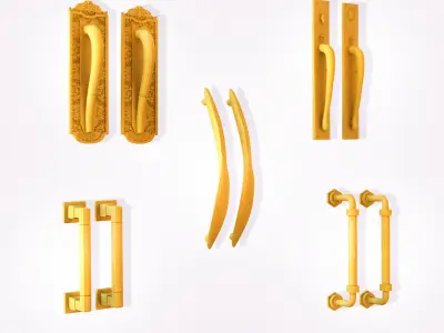 5  BRASS  MAINE DOOR HANDEL 3D model