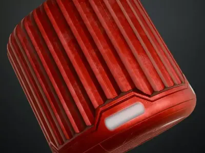 Red Sci-Fi Metal Panel PBR Seamless Texture