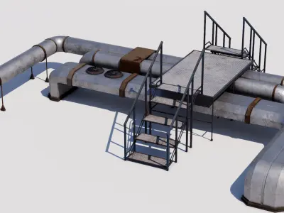 Rooftop Stairs 03 Low-poly 3D model