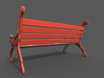 Old Street Bench Low-poly 3D model