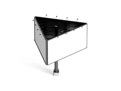 Rectangular Advertising Three Side Billboard - street  banner 3D model