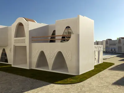 Ecolodge resort in middle of desert 3D model