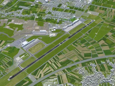 Zagreb Franjo Tudjman Airport 10km Low-poly 3D model