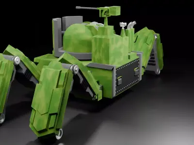 Spider Tank Sci Fi Military Vehicle Mech Walker Lowpoly 3D Model Low-poly 3D model