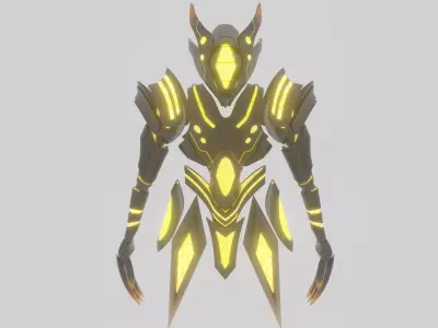 Villianmech 3d armor with lights Low-poly 3D model