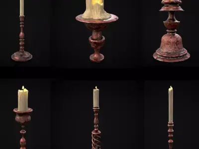 Elegant Candles and Holders 3D Model Pack