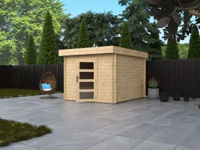 Wooden Garden Shed with Door in Exterior Garden  3D model