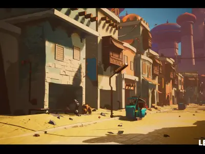 Stylized Low Poly Asian City  Low-poly 3D model