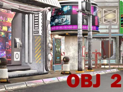 Sci Fi Futuristic City  Pack Low Poly 3D Model Low-poly 3D model