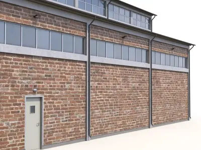 4 Brick Industrial Buildings Collection PBR 3D Model Pack