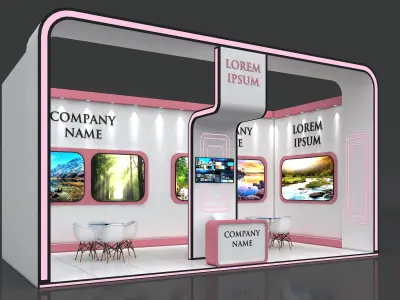 Booth Exhibition Stand Stall 8x4m Height 450 cm 1 Side Open 3D model