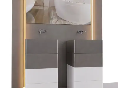 Bathroom door with two boxes 3D model
