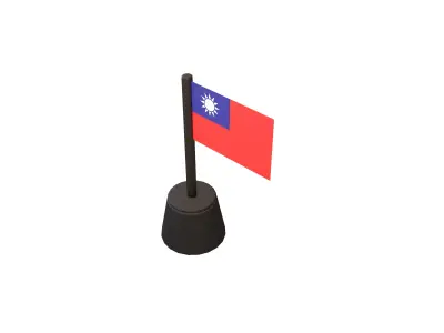 Cartoon Taiwan Flag v2 001 Low-poly 3D model