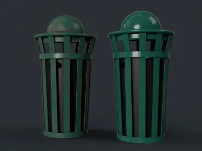 Street Trash Can 8 PBR Game Ready Low-poly 3D model