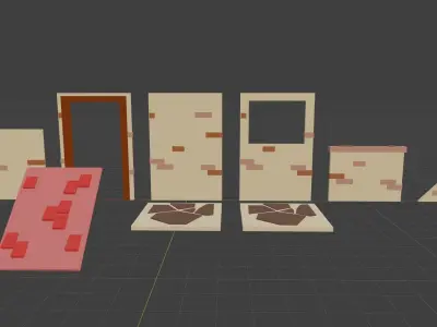 Modular Building Parts Set 1 Low-poly 3D model