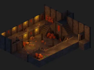 Low Poly Modular Dungeon Pack Low-poly 3D model